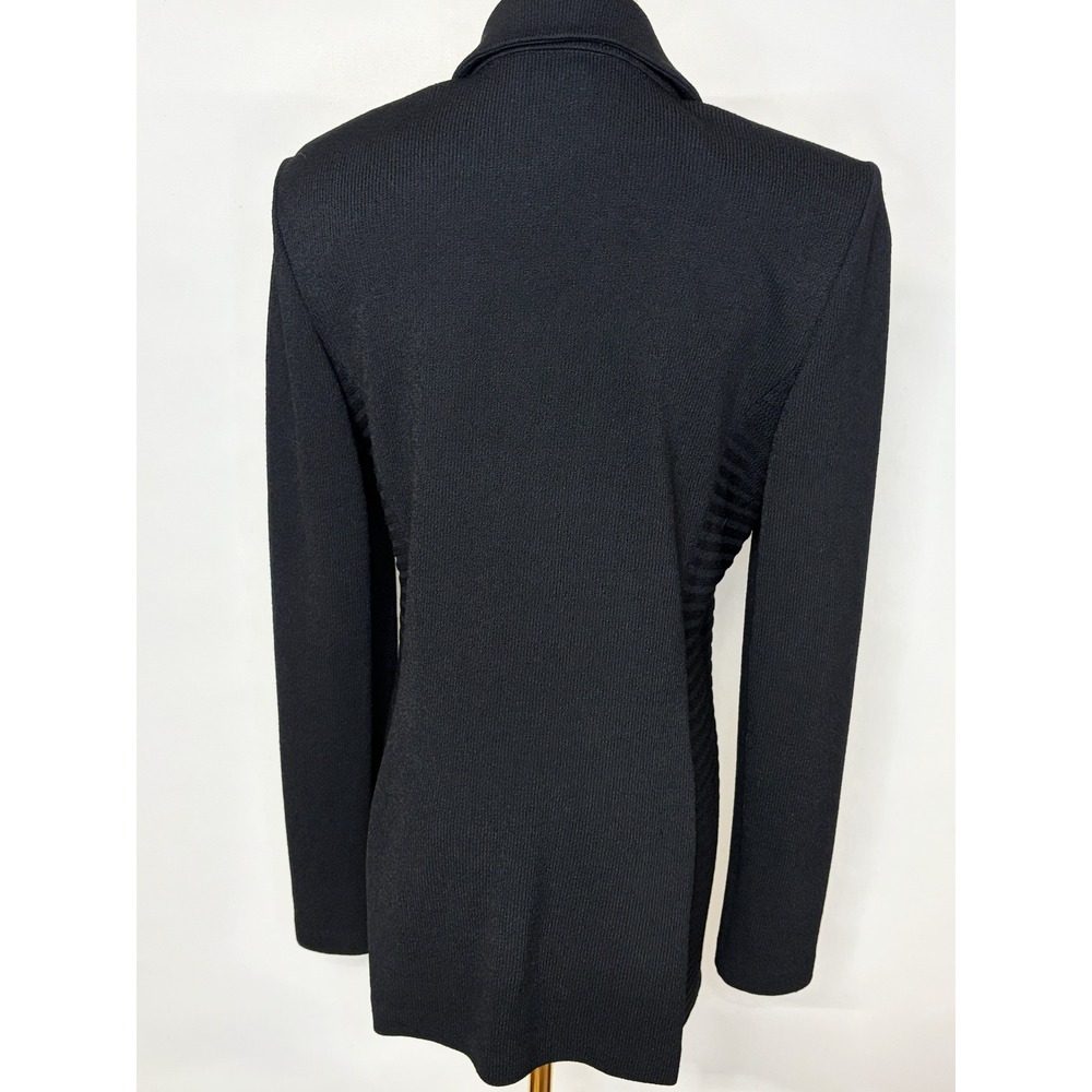 St John Evening Marie Gray Vintage Black Knit Blazer Jeweled Buttons Size 6 USA - Picture 5 of 10